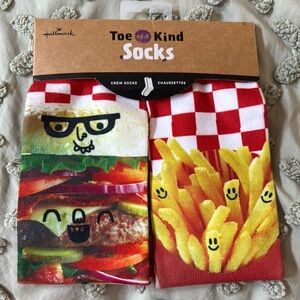 Hallmark Fun Burger and Fries Crew Socks - Red and Yellow